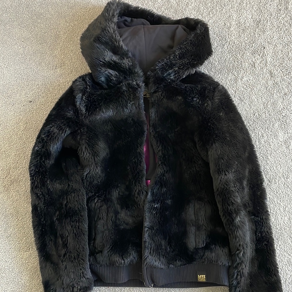 Black Faux Fur Hoodie